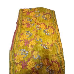 Sacred Mark boho handmade recycled saris throw blanket quilt 84"X38" Bangladesh
